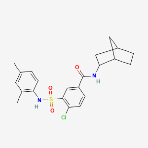 molecular formula C22H25ClN2O3S B4167282 N-bicyclo[2.2.1]hept-2-yl-4-chloro-3-{[(2,4-dimethylphenyl)amino]sulfonyl}benzamide 
