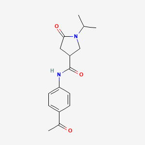 molecular formula C16H20N2O3 B4167288 N-(4-acetylphenyl)-1-isopropyl-5-oxo-3-pyrrolidinecarboxamide 