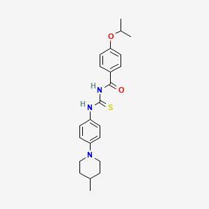molecular formula C23H29N3O2S B4167291 4-isopropoxy-N-({[4-(4-methyl-1-piperidinyl)phenyl]amino}carbonothioyl)benzamide 