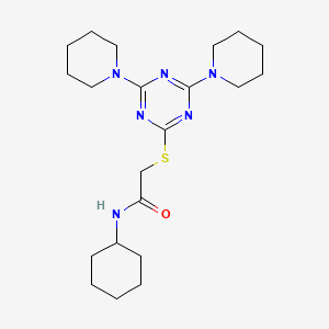 molecular formula C21H34N6OS B4167307 N-cyclohexyl-2-[(4,6-di-1-piperidinyl-1,3,5-triazin-2-yl)thio]acetamide 