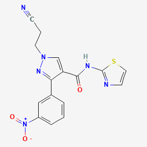 molecular formula C16H12N6O3S B4167319 1-(2-cyanoethyl)-3-(3-nitrophenyl)-N-1,3-thiazol-2-yl-1H-pyrazole-4-carboxamide 