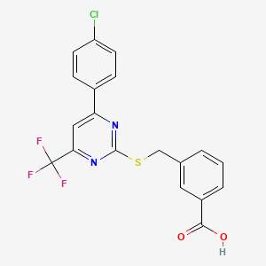 molecular formula C19H12ClF3N2O2S B4167332 3-({[4-(4-chlorophenyl)-6-(trifluoromethyl)-2-pyrimidinyl]thio}methyl)benzoic acid 