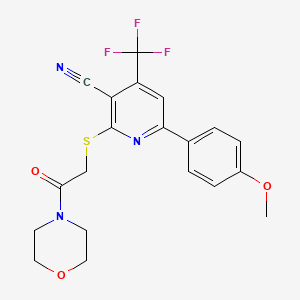 molecular formula C20H18F3N3O3S B4167341 6-(4-methoxyphenyl)-2-{[2-(4-morpholinyl)-2-oxoethyl]thio}-4-(trifluoromethyl)nicotinonitrile 