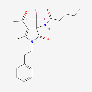 N-[4-acetyl-5-methyl-2-oxo-1-(2-phenylethyl)-3-(trifluoromethyl)-2,3-dihydro-1H-pyrrol-3-yl]pentanamide