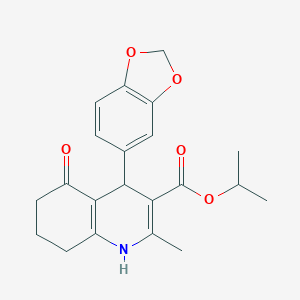 molecular formula C21H23NO5 B416737 Isopropyl 4-(1,3-benzodioxol-5-yl)-2-methyl-5-oxo-1,4,5,6,7,8-hexahydro-3-quinolinecarboxylate 