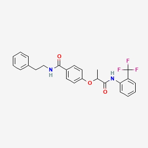 molecular formula C25H23F3N2O3 B4167376 4-(1-methyl-2-oxo-2-{[2-(trifluoromethyl)phenyl]amino}ethoxy)-N-(2-phenylethyl)benzamide 