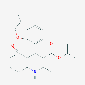 molecular formula C23H29NO4 B416739 Isopropyl 2-methyl-5-oxo-4-(2-propoxyphenyl)-1,4,5,6,7,8-hexahydro-3-quinolinecarboxylate 