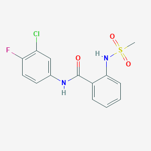 molecular formula C14H12ClFN2O3S B4167470 N-(3-chloro-4-fluorophenyl)-2-[(methylsulfonyl)amino]benzamide 