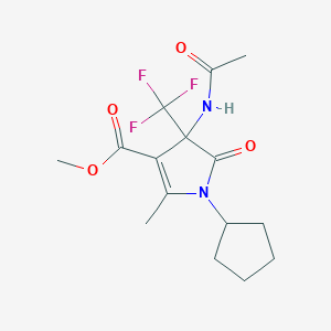 molecular formula C15H19F3N2O4 B4167480 methyl 4-(acetylamino)-1-cyclopentyl-2-methyl-5-oxo-4-(trifluoromethyl)-4,5-dihydro-1H-pyrrole-3-carboxylate 