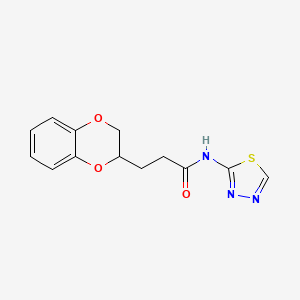 molecular formula C13H13N3O3S B4167510 3-(2,3-dihydro-1,4-benzodioxin-2-yl)-N-1,3,4-thiadiazol-2-ylpropanamide 