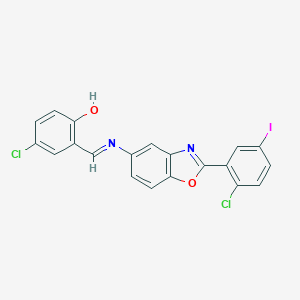 molecular formula C20H11Cl2IN2O2 B416756 4-Chloro-2-({[2-(2-chloro-5-iodophenyl)-1,3-benzoxazol-5-yl]imino}methyl)phenol 