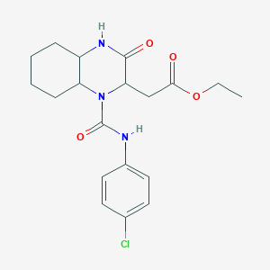 ethyl (1-{[(4-chlorophenyl)amino]carbonyl}-3-oxodecahydro-2-quinoxalinyl)acetate