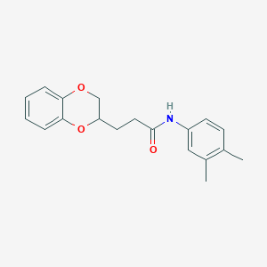 molecular formula C19H21NO3 B4167585 3-(2,3-dihydro-1,4-benzodioxin-2-yl)-N-(3,4-dimethylphenyl)propanamide 