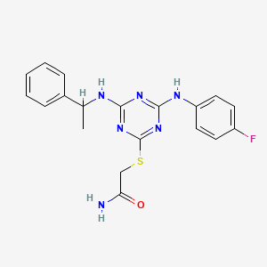 2-({4-[(4-fluorophenyl)amino]-6-[(1-phenylethyl)amino]-1,3,5-triazin-2-yl}thio)acetamide