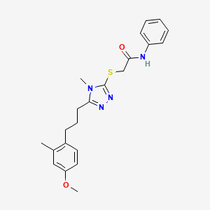 molecular formula C22H26N4O2S B4167599 2-({5-[3-(4-methoxy-2-methylphenyl)propyl]-4-methyl-4H-1,2,4-triazol-3-yl}thio)-N-phenylacetamide 