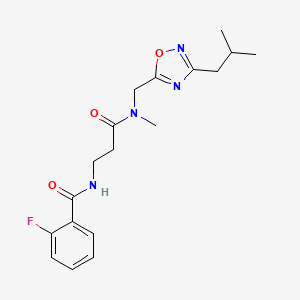 molecular formula C18H23FN4O3 B4167617 2-fluoro-N-{3-[[(3-isobutyl-1,2,4-oxadiazol-5-yl)methyl](methyl)amino]-3-oxopropyl}benzamide 