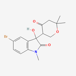 molecular formula C16H18BrNO4 B4167633 5-bromo-3-(6,6-dimethyl-4-oxotetrahydro-2H-pyran-3-yl)-3-hydroxy-1-methyl-1,3-dihydro-2H-indol-2-one 