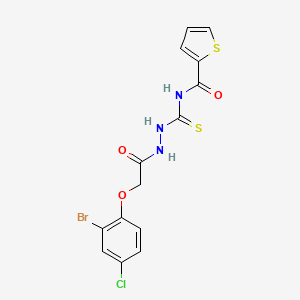 molecular formula C14H11BrClN3O3S2 B4167648 N-({2-[(2-bromo-4-chlorophenoxy)acetyl]hydrazino}carbonothioyl)-2-thiophenecarboxamide 