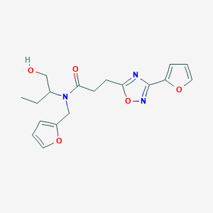 molecular formula C18H21N3O5 B4167654 N-(2-furylmethyl)-3-[3-(2-furyl)-1,2,4-oxadiazol-5-yl]-N-[1-(hydroxymethyl)propyl]propanamide 