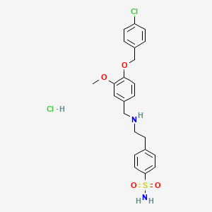 molecular formula C23H26Cl2N2O4S B4167659 4-[2-({4-[(4-chlorobenzyl)oxy]-3-methoxybenzyl}amino)ethyl]benzenesulfonamide hydrochloride 