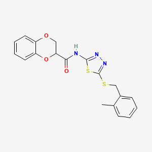 molecular formula C19H17N3O3S2 B4167662 N-{5-[(2-methylbenzyl)thio]-1,3,4-thiadiazol-2-yl}-2,3-dihydro-1,4-benzodioxine-2-carboxamide 