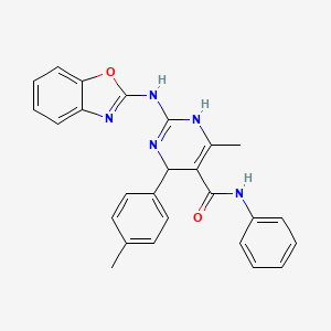 molecular formula C26H23N5O2 B4167683 2-(1,3-benzoxazol-2-ylamino)-6-methyl-4-(4-methylphenyl)-N-phenyl-1,4-dihydro-5-pyrimidinecarboxamide 