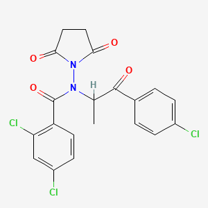 molecular formula C20H15Cl3N2O4 B4167720 2,4-dichloro-N-[2-(4-chlorophenyl)-1-methyl-2-oxoethyl]-N-(2,5-dioxo-1-pyrrolidinyl)benzamide 