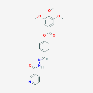 molecular formula C23H21N3O6 B416777 4-{(E)-[2-(pyridin-3-ylcarbonyl)hydrazinylidene]methyl}phenyl 3,4,5-trimethoxybenzoate 