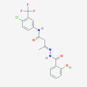 N-[4-chloro-3-(trifluoromethyl)phenyl]-3-[(2-hydroxybenzoyl)hydrazono]butanamide