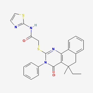 molecular formula C26H24N4O2S2 B4167825 2-[(5-ethyl-5-methyl-4-oxo-3-phenyl-3,4,5,6-tetrahydrobenzo[h]quinazolin-2-yl)thio]-N-1,3-thiazol-2-ylacetamide 