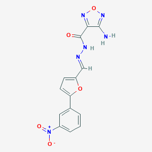 molecular formula C14H10N6O5 B416783 4-amino-N'-[(5-{3-nitrophenyl}-2-furyl)methylene]-1,2,5-oxadiazole-3-carbohydrazide CAS No. 331656-94-1