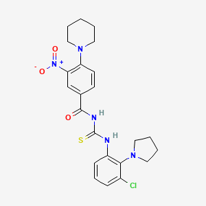 molecular formula C23H26ClN5O3S B4167884 N-({[3-chloro-2-(1-pyrrolidinyl)phenyl]amino}carbonothioyl)-3-nitro-4-(1-piperidinyl)benzamide 