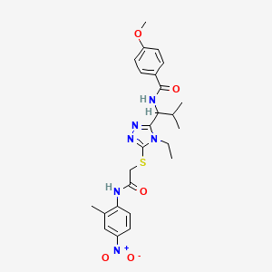 N-{1-[4-ethyl-5-({2-[(2-methyl-4-nitrophenyl)amino]-2-oxoethyl}thio)-4H-1,2,4-triazol-3-yl]-2-methylpropyl}-4-methoxybenzamide