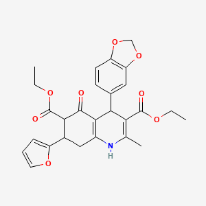 molecular formula C27H27NO8 B4167934 diethyl 4-(1,3-benzodioxol-5-yl)-7-(2-furyl)-2-methyl-5-oxo-1,4,5,6,7,8-hexahydro-3,6-quinolinedicarboxylate 