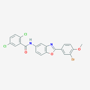 molecular formula C21H13BrCl2N2O3 B416797 N-{2-[3-bromo-4-(methyloxy)phenyl]-1,3-benzoxazol-5-yl}-2,5-dichlorobenzamide 