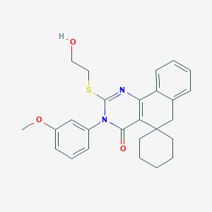 molecular formula C26H28N2O3S B4167979 2-[(2-hydroxyethyl)thio]-3-(3-methoxyphenyl)-3H-spiro[benzo[h]quinazoline-5,1'-cyclohexan]-4(6H)-one 