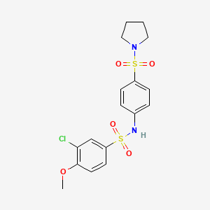 molecular formula C17H19ClN2O5S2 B4167987 3-chloro-4-methoxy-N-[4-(1-pyrrolidinylsulfonyl)phenyl]benzenesulfonamide 