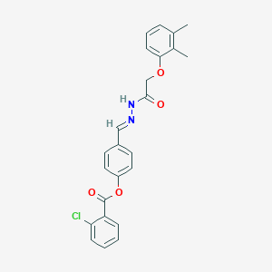 molecular formula C24H21ClN2O4 B416799 4-{2-[(2,3-Dimethylphenoxy)acetyl]carbohydrazonoyl}phenyl 2-chlorobenzoate 