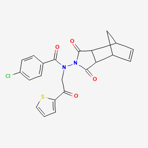 molecular formula C22H17ClN2O4S B4168009 4-chloro-N-(3,5-dioxo-4-azatricyclo[5.2.1.0~2,6~]dec-8-en-4-yl)-N-[2-oxo-2-(2-thienyl)ethyl]benzamide 
