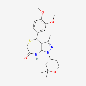 molecular formula C22H29N3O4S B4168045 4-(3,4-dimethoxyphenyl)-1-(2,2-dimethyltetrahydro-2H-pyran-4-yl)-3-methyl-4,8-dihydro-1H-pyrazolo[3,4-e][1,4]thiazepin-7(6H)-one 