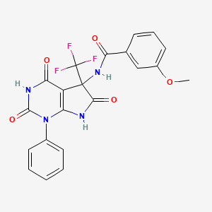 3-methoxy-N-[2,4,6-trioxo-1-phenyl-5-(trifluoromethyl)-2,3,4,5,6,7-hexahydro-1H-pyrrolo[2,3-d]pyrimidin-5-yl]benzamide