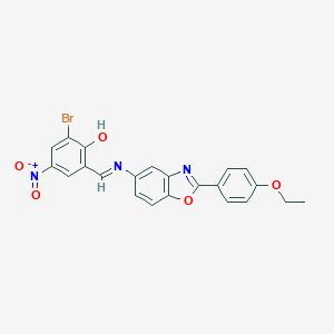 molecular formula C22H16BrN3O5 B416807 2-Bromo-6-{[2-(4-ethoxy-phenyl)-benzooxazol-5-ylimino]-methyl}-4-nitro-phenol 