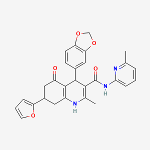 4-(1,3-benzodioxol-5-yl)-7-(2-furyl)-2-methyl-N-(6-methyl-2-pyridinyl)-5-oxo-1,4,5,6,7,8-hexahydro-3-quinolinecarboxamide