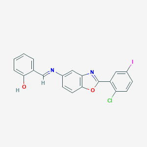 molecular formula C20H12ClIN2O2 B416808 2-({[2-(2-Chloro-5-iodophenyl)-1,3-benzoxazol-5-yl]imino}methyl)phenol 