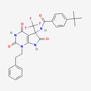 molecular formula C26H25F3N4O4 B4168081 4-tert-butyl-N-[2,4,6-trioxo-1-(2-phenylethyl)-5-(trifluoromethyl)-2,3,4,5,6,7-hexahydro-1H-pyrrolo[2,3-d]pyrimidin-5-yl]benzamide 