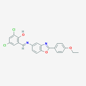 molecular formula C22H16Cl2N2O3 B416809 2,4-Dichloro-6-{[2-(4-ethoxy-phenyl)-benzooxazol-5-ylimino]-methyl}-phenol 