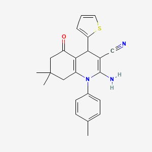 2-amino-7,7-dimethyl-1-(4-methylphenyl)-5-oxo-4-(2-thienyl)-1,4,5,6,7,8-hexahydro-3-quinolinecarbonitrile