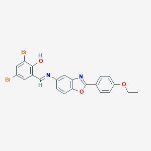 molecular formula C22H16Br2N2O3 B416810 2,4-Dibromo-6-{[2-(4-ethoxy-phenyl)-benzooxazol-5-ylimino]-methyl}-phenol 