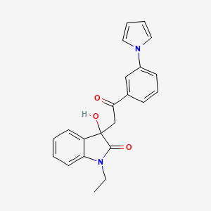 molecular formula C22H20N2O3 B4168105 1-ethyl-3-hydroxy-3-{2-oxo-2-[3-(1H-pyrrol-1-yl)phenyl]ethyl}-1,3-dihydro-2H-indol-2-one 