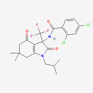 molecular formula C22H23Cl2F3N2O3 B4168117 2,4-dichloro-N-[1-isobutyl-6,6-dimethyl-2,4-dioxo-3-(trifluoromethyl)-2,3,4,5,6,7-hexahydro-1H-indol-3-yl]benzamide 
